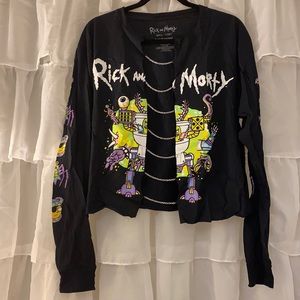 Black open front shirt